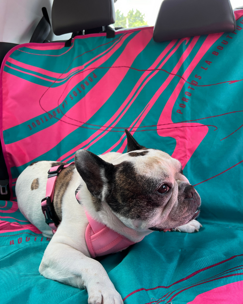 Funda de Asiento *Wavy lines Verde y Rosa*